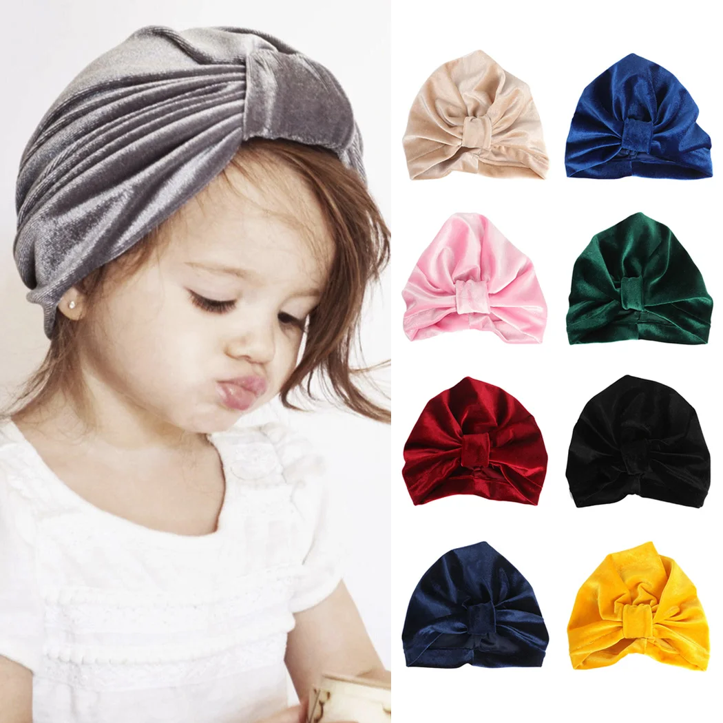 Headwrap Baby Kids Velvet Indian Hat Wrap Bandana Girls Boys Turban Cap