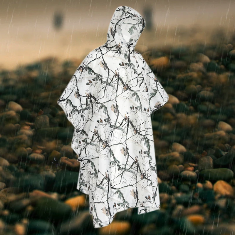 Охота Одежда Водонепроницаемый Рипстоп с капюшоном камуфляж плащ многофункциональный военный непроницаемой Для мужчин Для женщин пончо от дождя