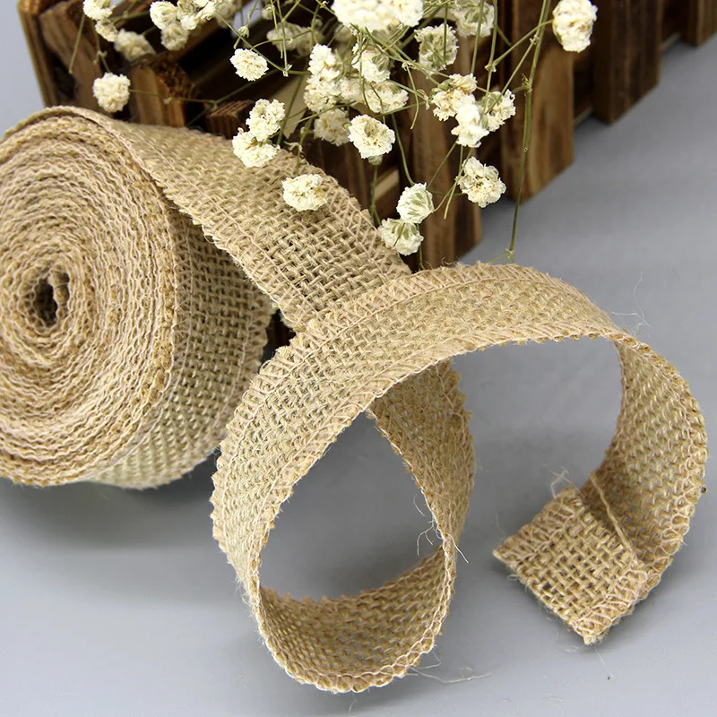

2M Natural Jute Hessian Burlap Ribbon Rustic DIY Wedding Decorations Jute Burlap Party Diy Decorations