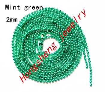 

Wholesale green color 70cmx2mm 100 pcs/lot Long:70cm, Beads:2mm ,Ball Chain Necklace W / Connector