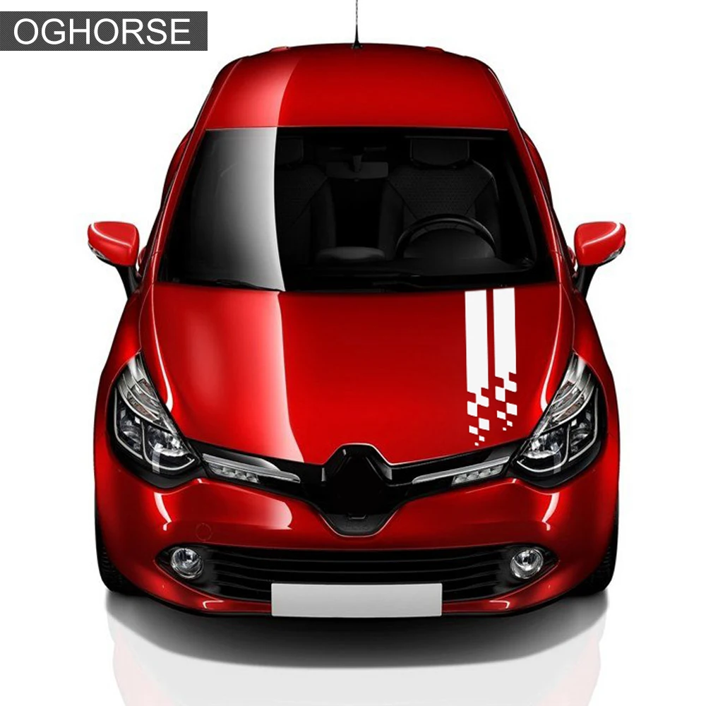 Racing Sport Car Hood Sticker Trunk Bonnet Vinyl Graphics Decal For Renault Clio RS Campus Megane 2 3 Twingo Sandero Accessories