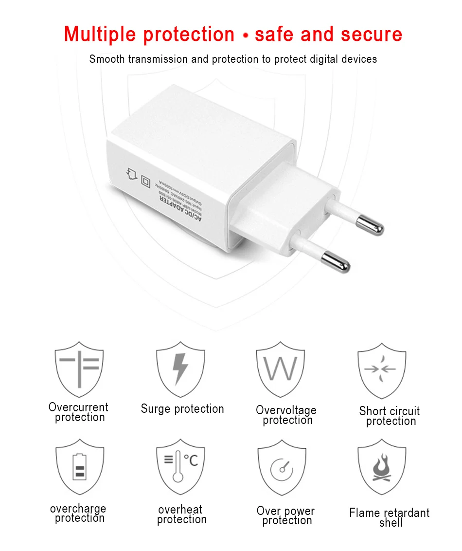 !ACCEZZ EU Plug Adapter Travel Wall Fast Charge For iPhone X 8 Samsung S9 S8 Universal Quick Charging Mobile Phone USB Charger  (8)