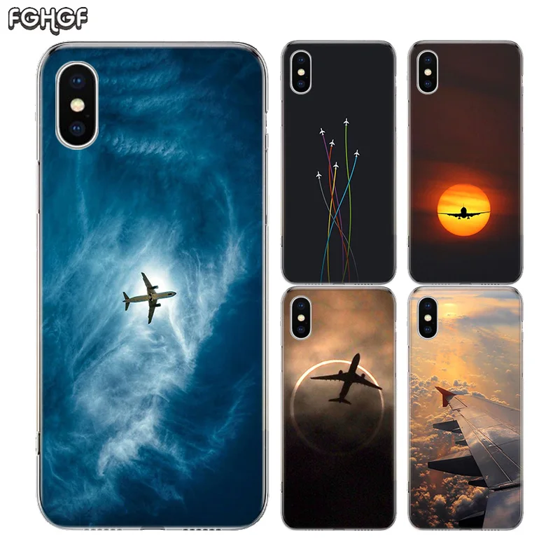 Aircraft Airplane Plane fly Fundas Silicone Phone Back Case For Apple iPhone 6 6S 7 8 Plus X 10 XS MAX XR 5 5S SE Heart Cover |