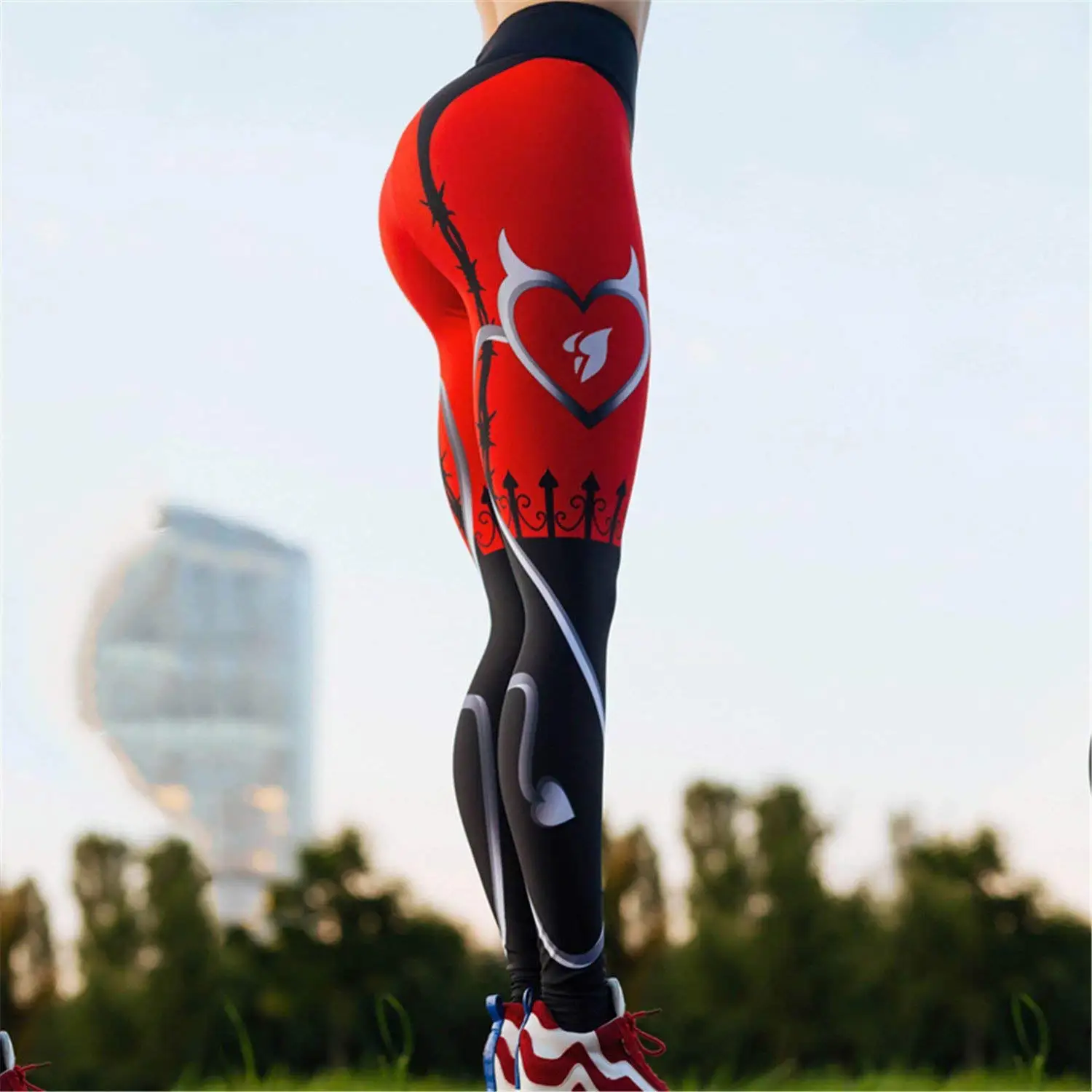 LI-FI штаны для фитнеса и йоги с красным сердцем, спортивные Леггинсы, женские штаны, одежда для тренировок, спортивные Леггинсы для бега, эластичные обтягивающие штаны с эффектом пуш-ап