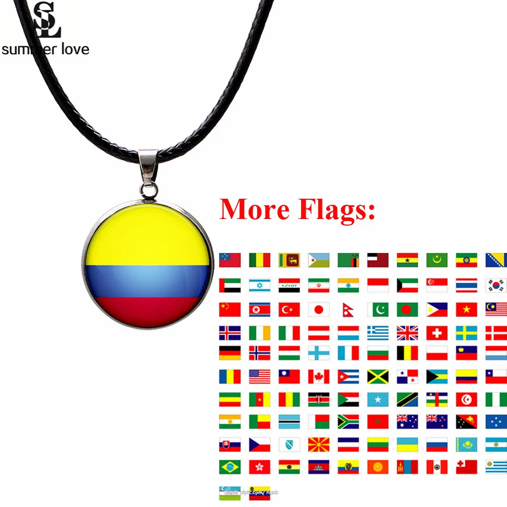 Customized National Flag Necklace Jewelry Women Men Gift 100Pcsin Pendant Necklaces from