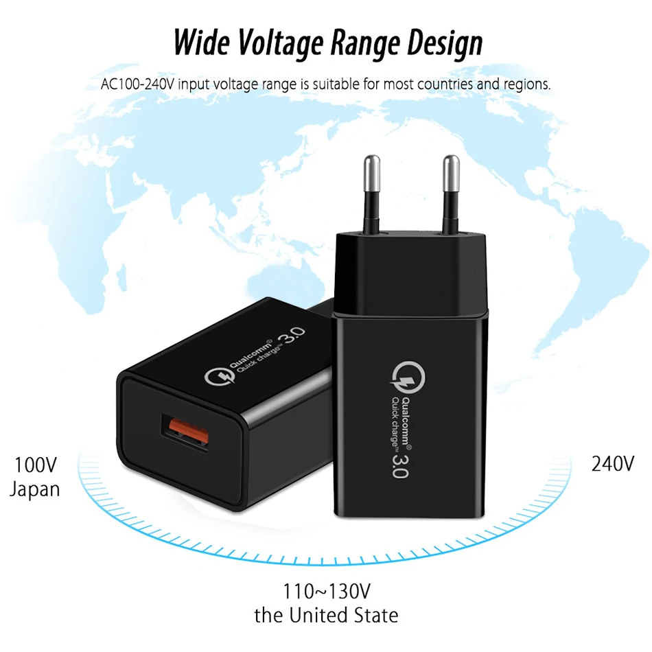 Sarj Aleti Carregador Portatil быстрое зарядное устройство USB адаптер 18 Вт Cargador для iphone samsung Xiaomi Redmi 6a Oneplus Quick Charge 3,0