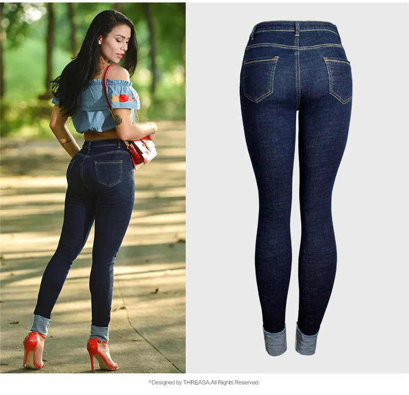 Women Stretch High Waist Skinny Jeans 