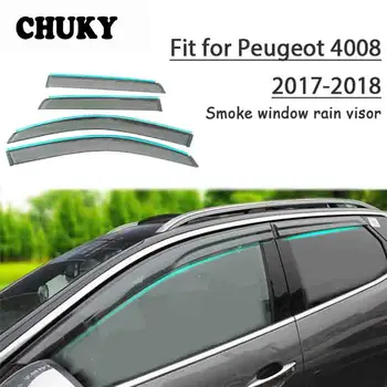 online Chuky 4 Pcs ABS Estilo Do Carro Dom Viseiras Da Janela Toldos Abrigos Escudo Chuva Para Peugeot 4008 2017 2018 Auto Acessórios