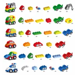 33 шт. большие частицы город полицейских автомобиль грузовик прицепы строительные блоки кирпичи совместимы с Duploe образования игрушки для