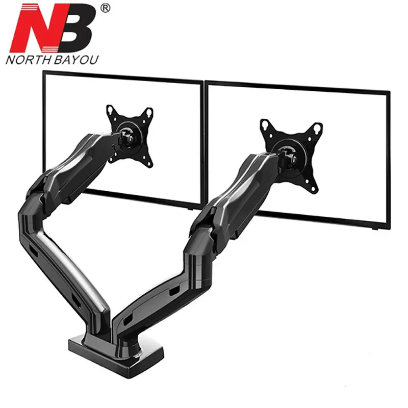 

Gas Spring 360 Degree Desktop 17"-27" Dual Monitor Holder Arm F160 with Two USB Ports 3.0 Full Motion Dual Arm Monitor Support