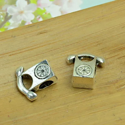 DIY alloy charm pendant moblie phone/cellphone shape antique silver vintage jewelry making accessories findings beads