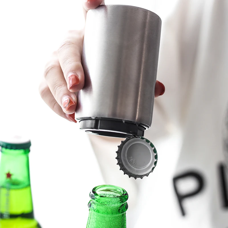 Stainless Steel Beer Opener Hand Press KTV Wine Soda Water Soft Drink Opener Push Down Bottle