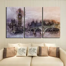 

Canvas home decoration painting modular HD printing 3 London Bridge living room frescoes digital painting