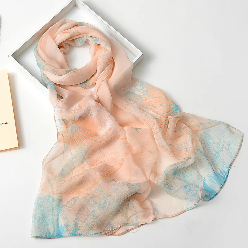 Принт шелковая шаль модные шарфы легкая шаль шарф солнцезащитные Платки для женщин - Цвет: A09