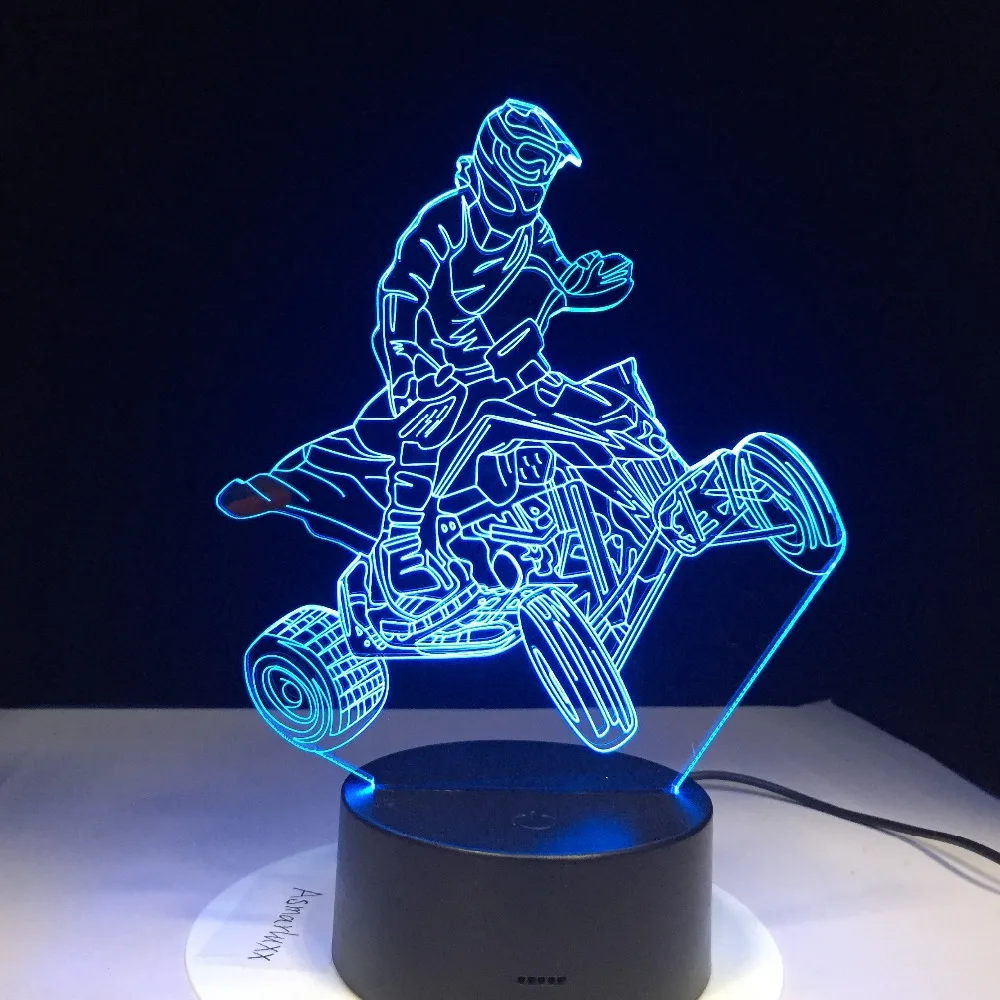 Четыре колеса горного автомобиля гоночный спортивный 3D Lampen 7 цветов Ночной светильник с usb-портом светодиодный свет для детей день рождения мотокросса езды подарок