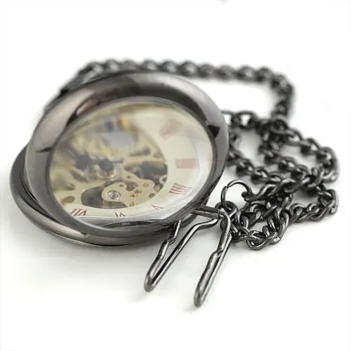 

Transparent Glass Shell Mens Mechanical Pocket Watch pendant watch