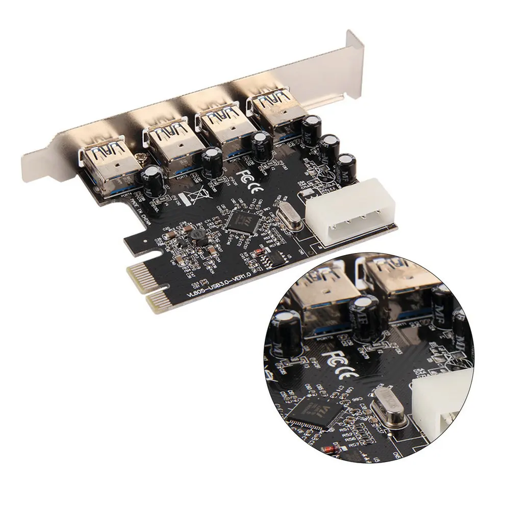 

1pcs 4 Port 5Gbps Superspeed USB 3.0 PCI-E PCI Card Adapter for XP Vista Win7 C1