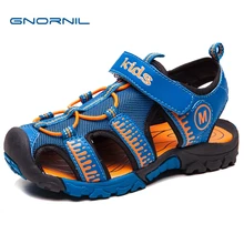 Gnornil мода мальчиков сандалии детские сандалии с закрытым носком; повседневная обувь для маленьких и больших спортивных детская летняя обувь Eur25#37