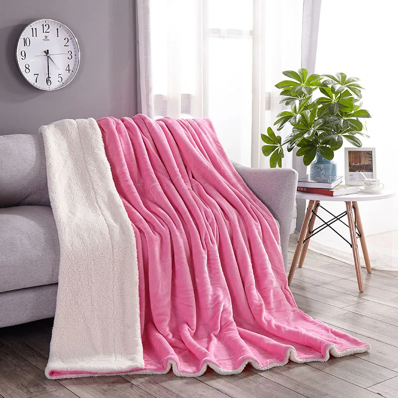 

Bedding thickened Winter Office nap cover legs pure lamb velvet blanket warm adult throws lid soft comfortable fluffy cover