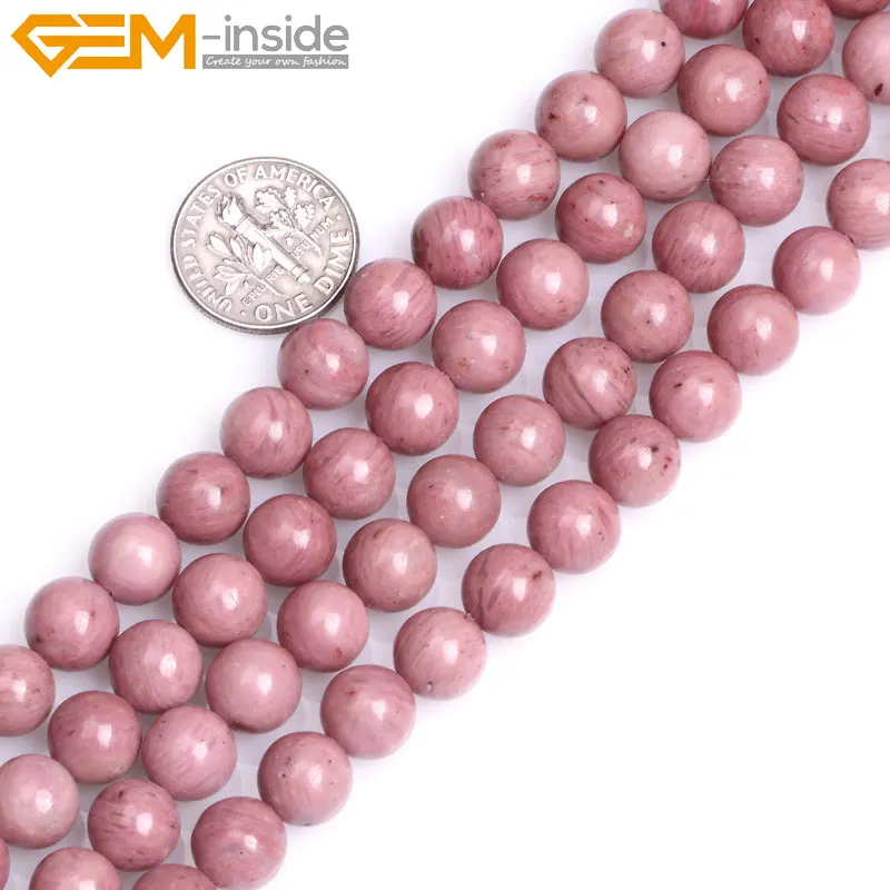 

Gem-inside Natural Stone Beads Round Rhodochrosite Beads For Jewelry Making strand 15''DIY Beads Bracelsts For Women Jewellery