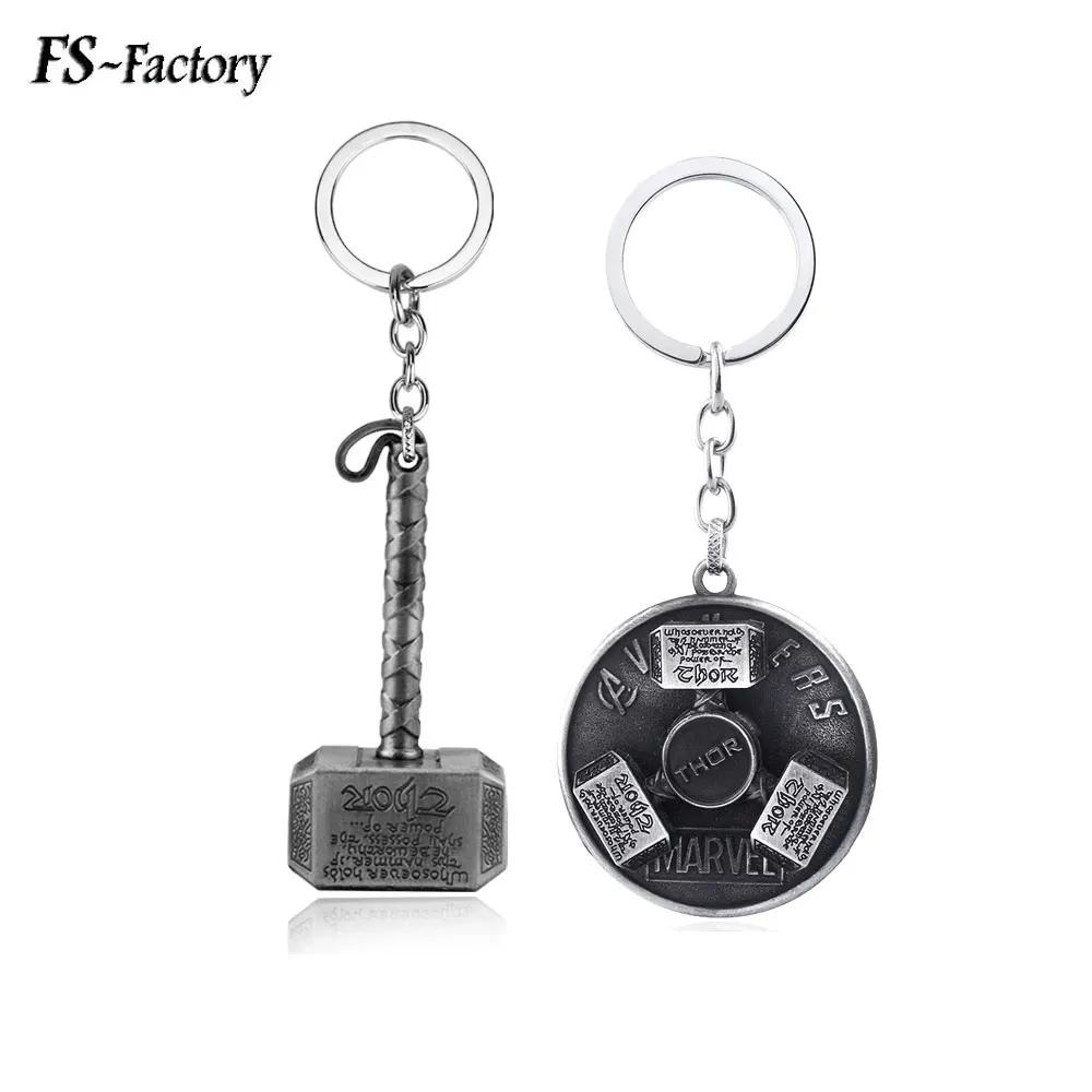 

Marvel The Avengers Alliance Thor Hammer Rotatable Keychain Letter Shield Key Chain for Movie Fans Car Keyring Chaveiro Jewelry
