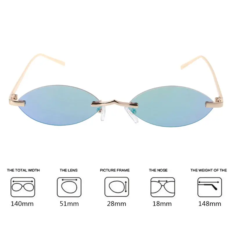 

Chic Sunglasses Oval Rimless Fashion Small Lens UV400 Eyewear Driving Outdoor Sunglasses