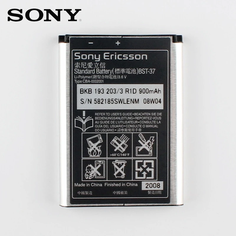 Оригинальная замена sony Батарея для sony W810C W700C W710C K750C K610 W800 W810 W550C BST-37 900 мА/ч, Аутентичные телефон Батарея