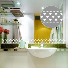 Симпатичные Любовь Сердце Self-наклейки на стену ванная комната наклейки для стеклянных дверей фрески diy окантовочная линия Зеркало стикеры украшения ZE059