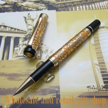 0,7 мм идеально Ким Хо ручка из целлулоида выгравирована оранжевого и золотого ролика Ручка