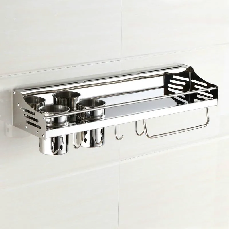 Kitchen rack rack rack wall hanging stainless steel storage seasoning rack hanging perforated Lu 5032 Kitchen rack rack rack wall hanging stainless steel storage seasoning rack hanging perforated Lu 5032