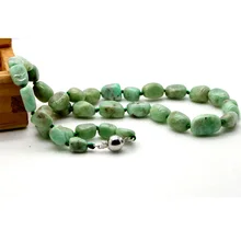 1" натуральное Изумрудное зеленое ожерелье Beryl ожерелье бисер россыпью различных размеров модное ожерелье