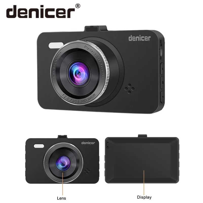 Denicer Dash Cam FULL HD 1080P регистратор, автомобильная камера 3," экран, Автомобильный видеорегистратор, камера с двумя объективами с заднего вида, автомобильный видеорегистратор