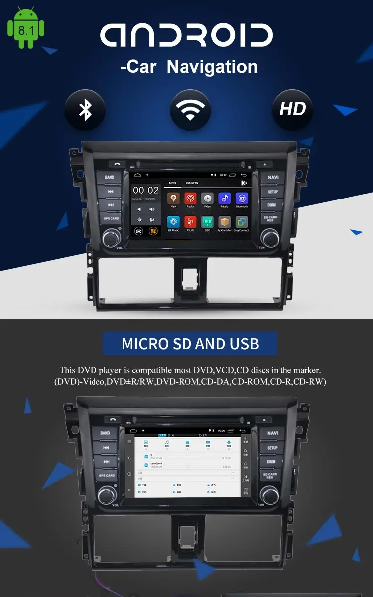 Sale LJHANG Android 8.1 Car DVD player FOR TOYOTA YARIS/VIOS 2014 Car Audio GPS Stereo Headunit Multimedia navigation Mirror-Link RDS 1
