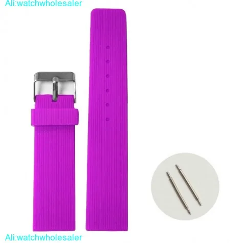 22mm New Purple Color Silicone Jelly Rubber Ladies Watch Band Straps WB1071Z22JB