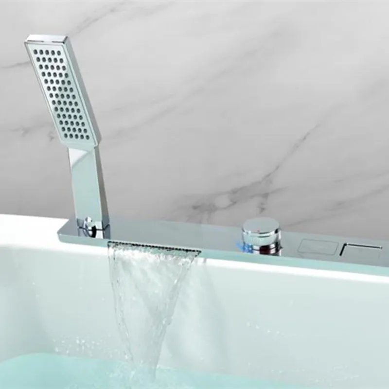 Billige Badewanne wasserfall wasserhahn heißen und kalten bad mixer mit drücken sie taste bad dusche mixer wasserfall bad wasserhahn heiße und kalte bad
