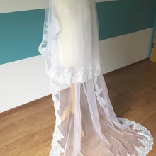 Alexzendra белое, цвета слоновой кости кружево венчальная Фата свадебная фата 1,2 метров Длинные Свадебные вуали Veu De Noiva Свадебные аксессуары