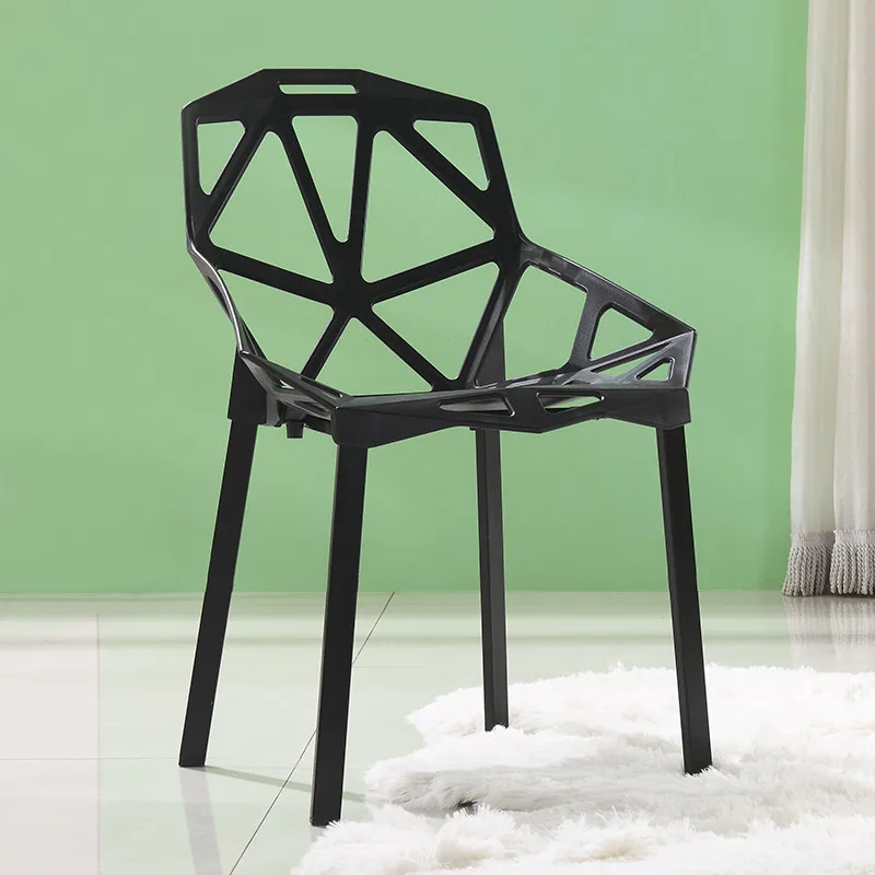 

Modern minimalist plastic chair Nordic fashion furniture dining table chair geometric hollow outdoor negotiating leisure chair