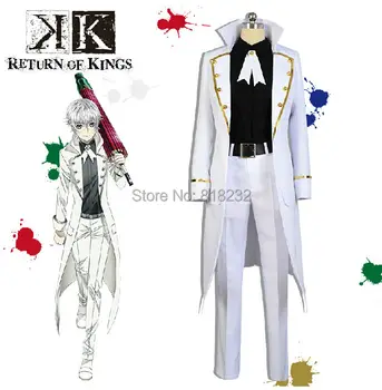 

K Isana Yashiro White Uniform Outfit Cosplay Costumes Coat+Shirt+Pants