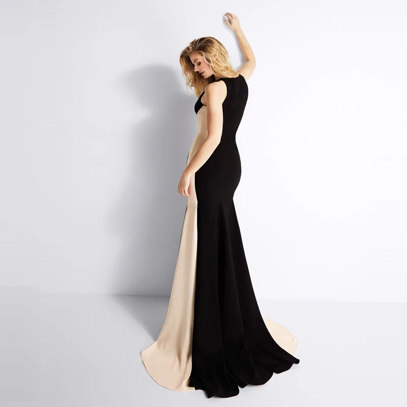 Женское элегантное черное лоскутное платье, длинное,, сексуальное платье без рукавов, церемония, вечернее платье подружки невесты, платье для вечеринки, vestidos De Fiesta