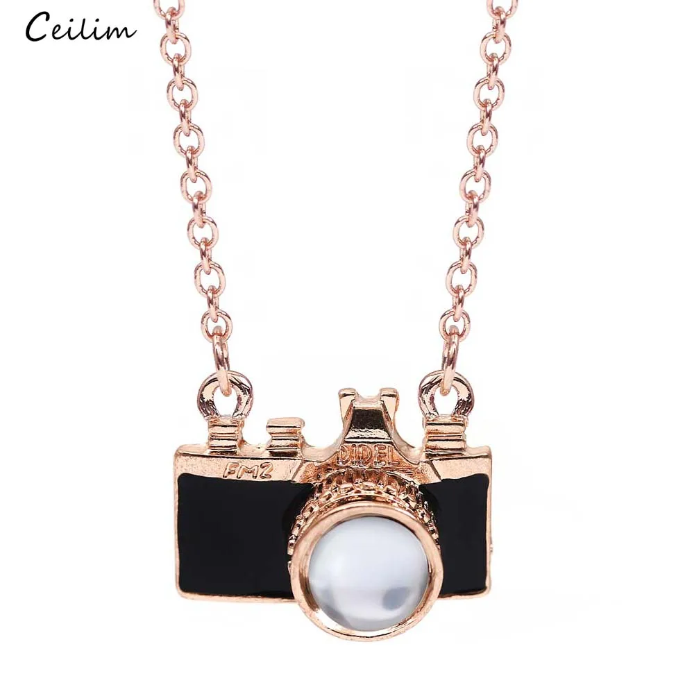 

Cute Camera Shaped Necklaces For Women Girls Fashion Gold Golor Link Chain Small Pendant Necklace Designer Jewelry Collier