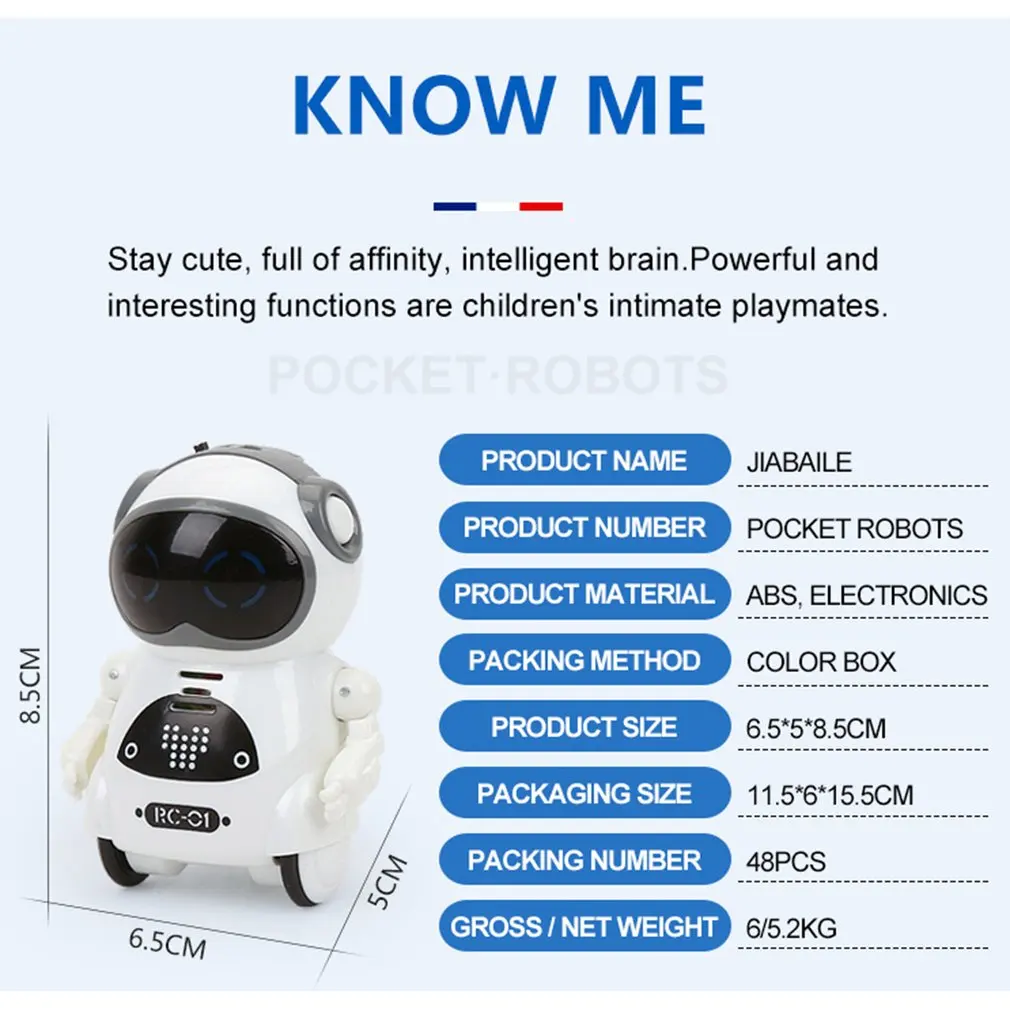 1pcs Intelligent Mini Pocket Robot Walk Music Dance Toy Light Voice Recognition Conversation Repeat Smart Interactive Kids Gift