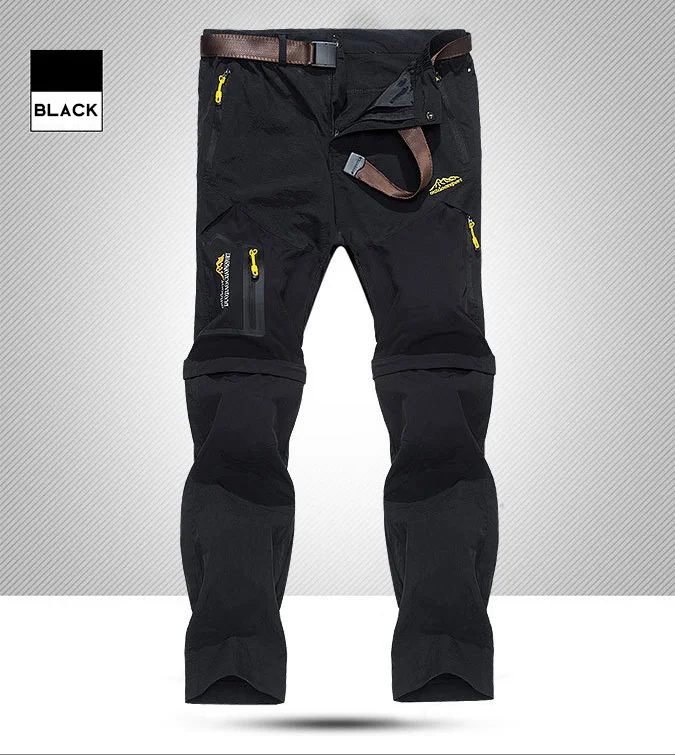 Мужские треккинговые водонепроницаемые брюки быстросохнущие съемные походные брюки для спорта на открытом воздухе дышащие брюки для кемпинга охоты рыбалки шорты - Цвет: Черный