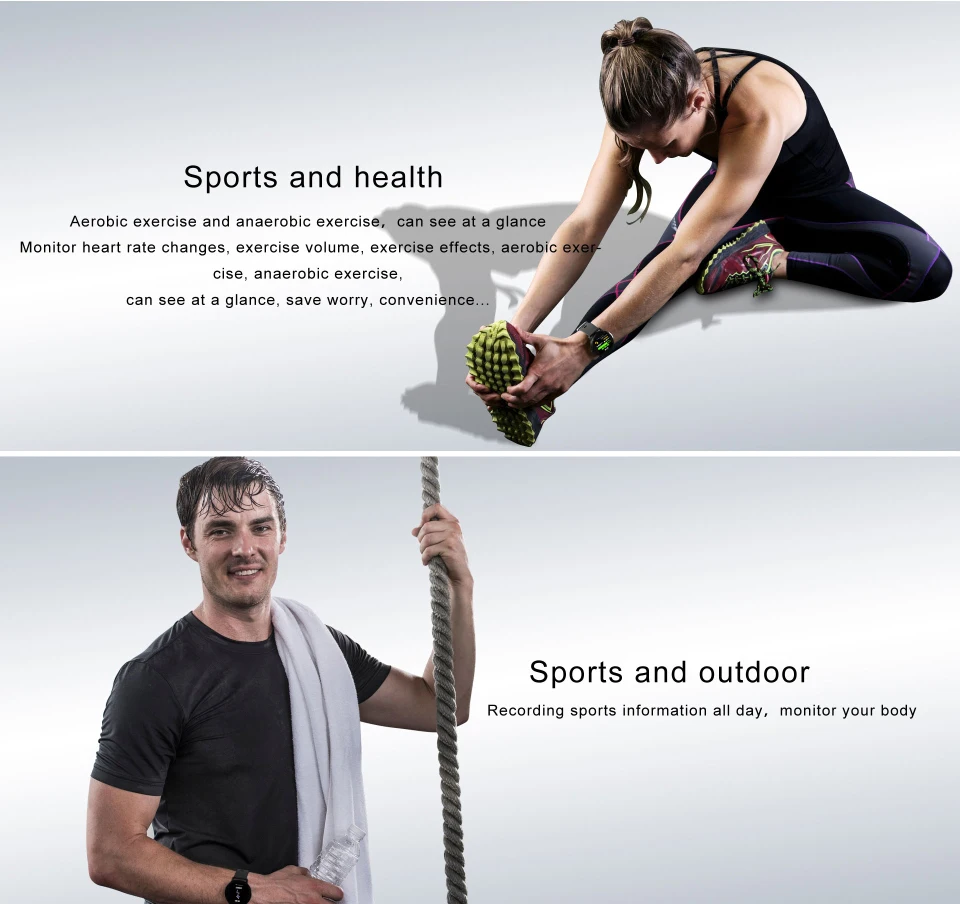 Sport watch smart tempered glass, waterproof, Android IOS Sports