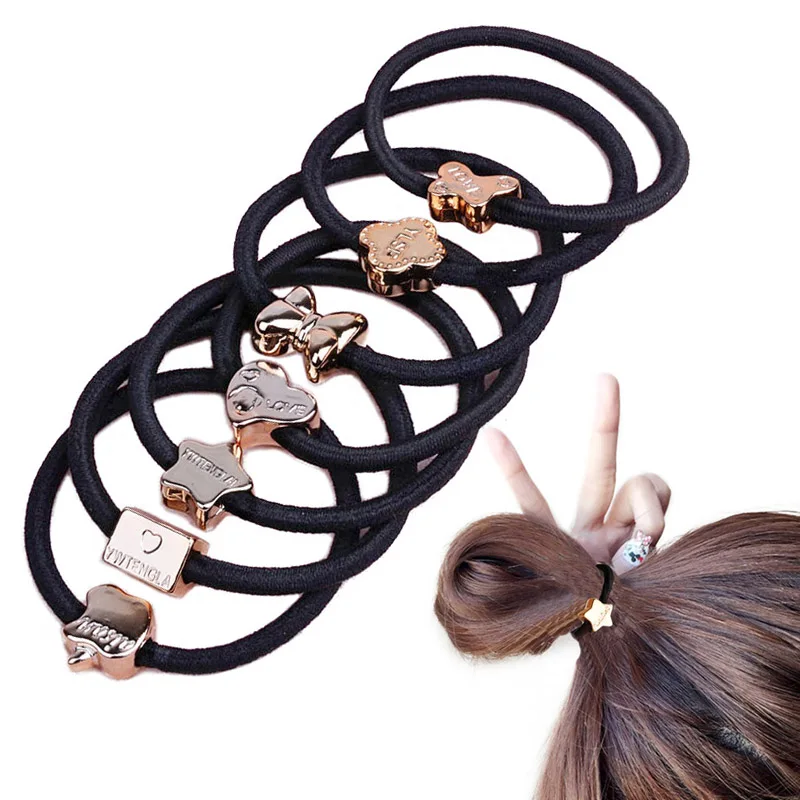 

10Pcs Cute Girl Lovely Bead Rubber Elastic Hair Band Rope Ponytail Holder Hair Accessories For Women Hairband Randomly