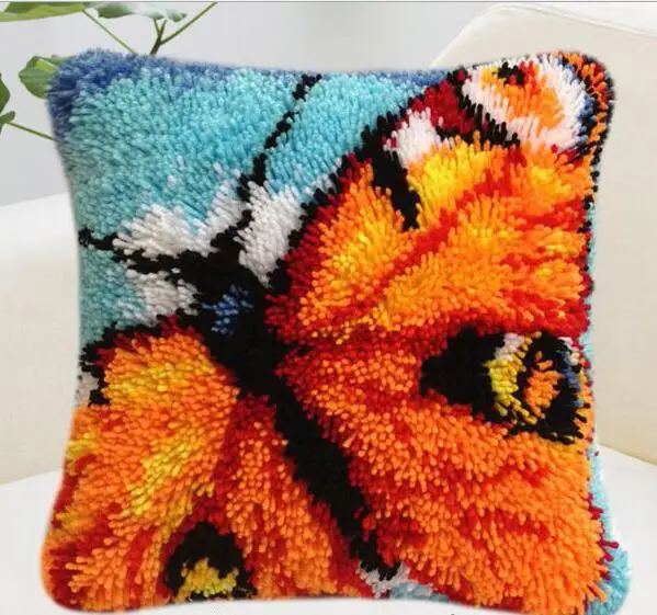 

Embroidery Pillowcase Latch Hook Rug Kits Hook Embroidery Pillow Tapestry Craft Cushion Kit Butterflies