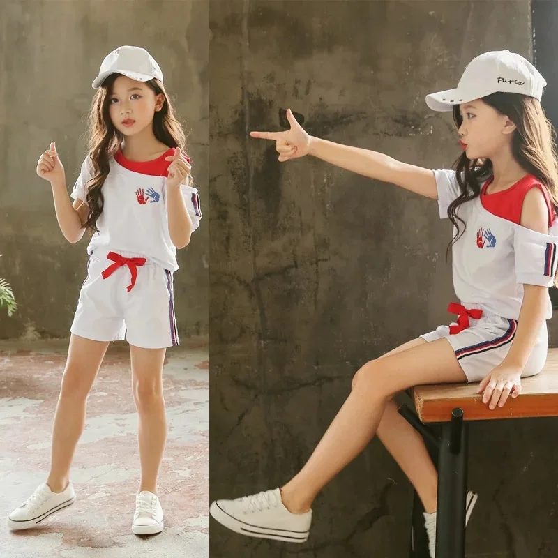 

Baby Girls Clothes 2019 New Summer Kids Children Sets Fashion Short Sleeve T-Shirt + Pant Two Piece Set 3 4 5 6 7 8 9 10 Years