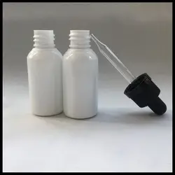 E жидкий 30 мл молочно-белый Пластик бутылки Стекло капельницы бутылка для электронной сигареты Liquid с черным недоступном для детей Кепки