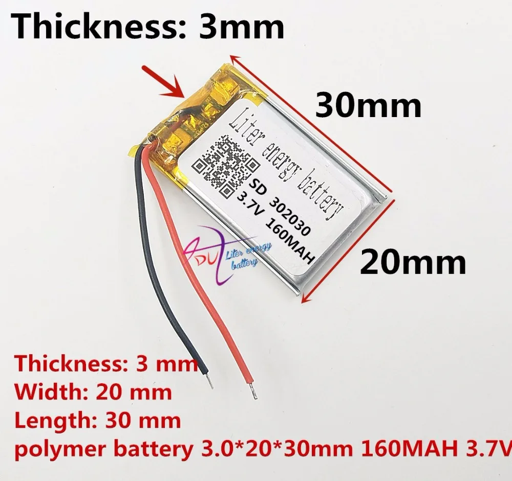 Размеры 032030 3,7 V 160 mah литий-полимерный Батарея с защитой доска для MP3 MP4 gps цифровых продуктов