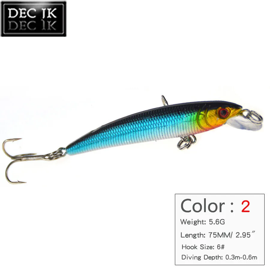 6PCS Plastic Hard Sea Fishing Lure Fake Bait Jerkbait Pike Tackle Float Crankbaits Minnow 3D Fish Eye Saltwater Lures Laser Baits (2)
