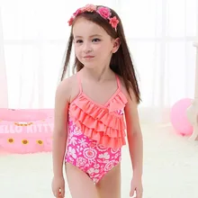 Детский купальник милый розовый торт сиамский Купальник для девочек купальный костюм для девочек на лето пляж
